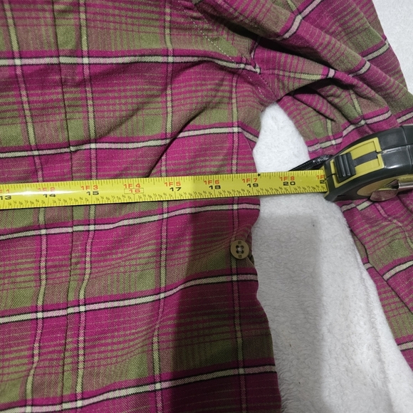 Burton dryride pink olive green plaid blitz flannel snap button top Large - Picture 5 of 6
